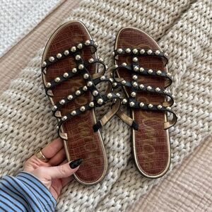 Sam Edelman Black and Brown Studded Sandals